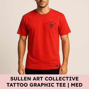 Sullen Artist Series Tattoo Graphic Tee Cotton Red Short Sleeve Jonathan Pinfiel